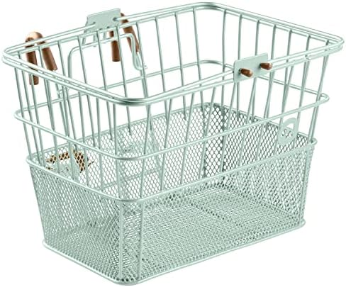 Retrospec Apollo Detachable Front Bike Basket Steel Half-Mesh with Integrated Detachable Hooks and Built-In Handle, Easy Assembly and Portability for Bicycles