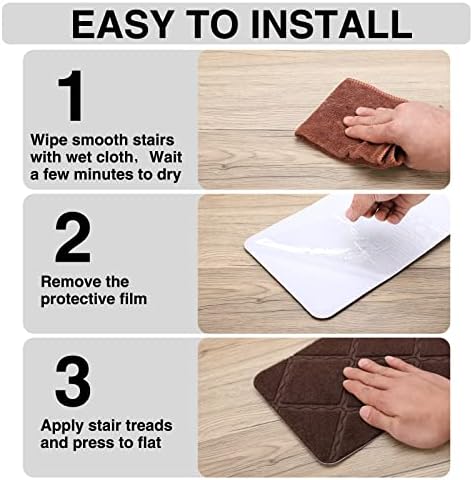 Stair Treads for Wooden Steps - 15pcs, 8x30in Carpet Stairs Runner Indoor Non-Slip Mats for Kids, Elders and Pets