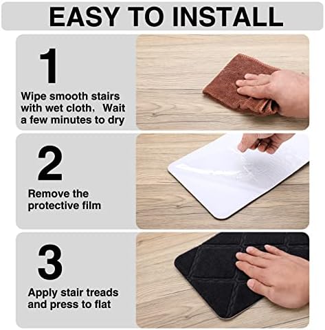 Stair Treads for Wooden Steps 15pcs - 8x30in Carpet Stairs Runner Indoor Non-Slip Stair Mats for Kids Elders and Pets