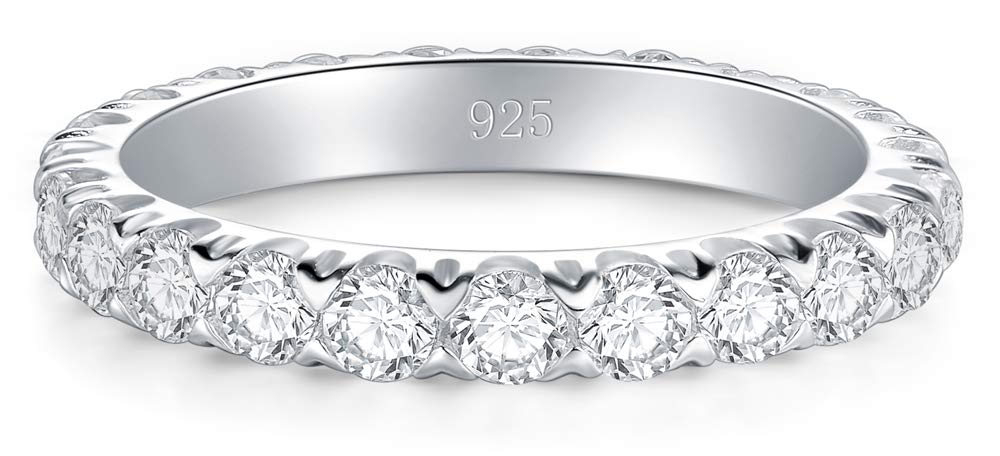 BORUO Eternity Ring, Sterling Silver Band for Oura Ring, 3mm Size 7.5