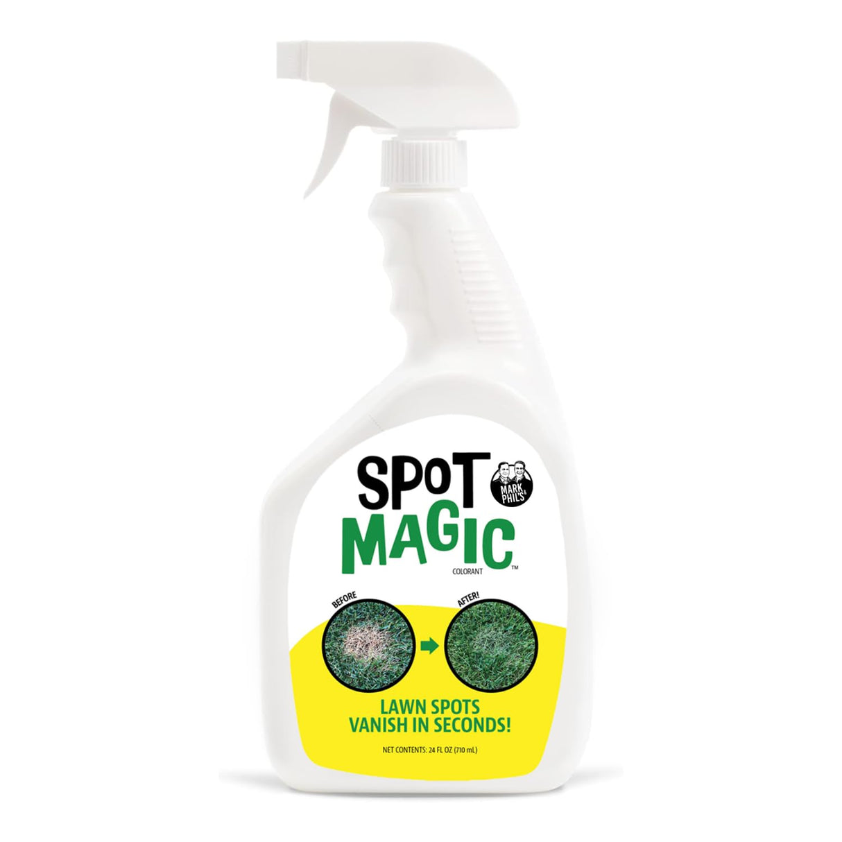 Spot Magic by Mark & Phil’s - Green Instant Lawn Grass Colorant Spray 24oz - Non-Toxic Pet & Kid Safe,- Long-Lasting Results for Concealing Brown & Pet-Damaged Grass Areas