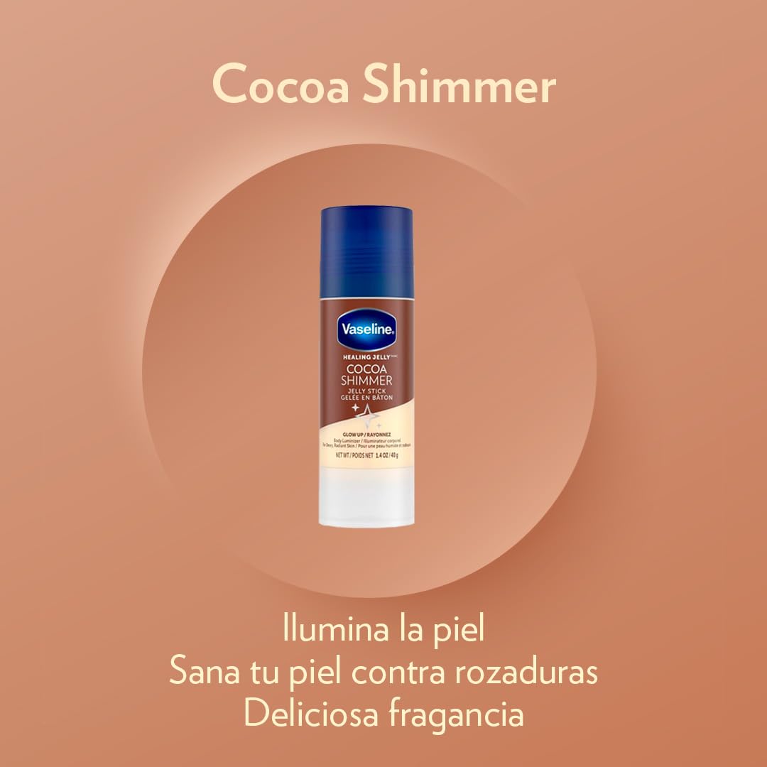 Unilever Vaseline Cocoa Shimmer Jelly Stick GLOW UP Body Luminizer For Dewy Radiant Skin 1.4 oz - 3 Count