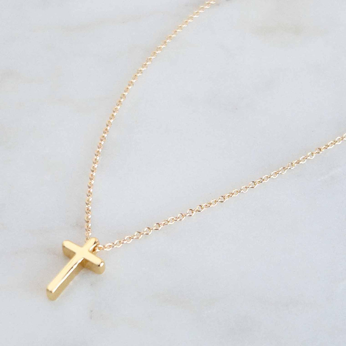 Austin Down to Earth Gold Cross Necklaces for Women, 14k Gold Filled Chain, Dainty Tiny Small Pendant, Christian Gift for Baptism Confirmation Graduation (16-18 inches, adjustable)