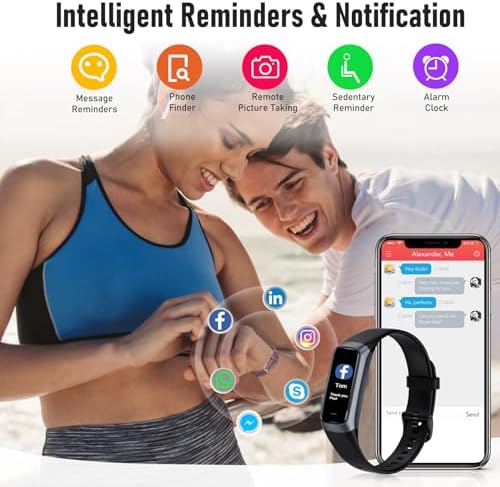 Fitness Tracker with 24/7 Heart Rate, Blood Oxygen Blood Pressure Sleep Monitor, Activity Trackers 5 ATM Waterproof,Step Calorie Counter Pedometer Health Smart Watch for Women Men (Black)