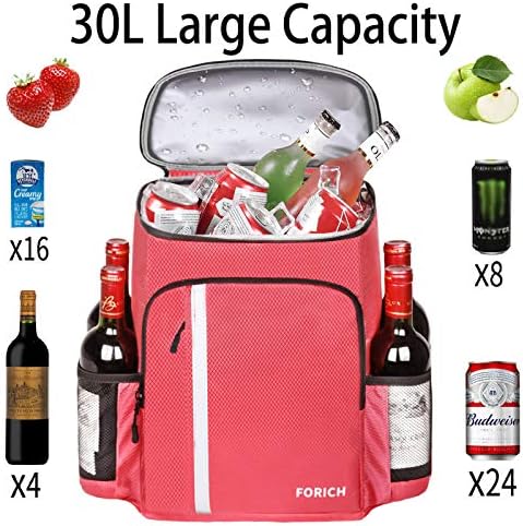 FORICH Backpack Cooler Leakproof Insulated Waterproof Backpack Cooler Bag, Lightweight Soft Beach Cooler Backpack for Men Women to Work Lunch Picnics Camping Hiking, 30 Cans