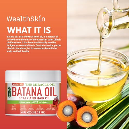 Batana Oil for Hair Growth: 100% Pure & Organic Raw Botana Oil from Honduras – Natural Hair & Scalp Care for Thicker, Stronger Hair – Best for Men & Women - 4 FL OZ