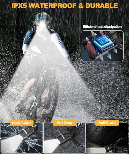 High Lumens LED Headlamp& 100H Using Time, USB Rechargeable Head lamp, 90° Adjustable Widebeam Motion Sensor Head Light with 5 Modes,Zoomable for Camping Running Hiking, Hard Hat Headlamps 1pc