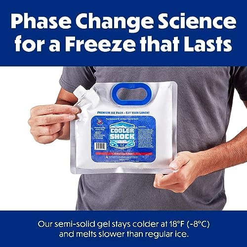 Cooler Shock Reusable Ice Packs for Cooler - Long Lasting Cold Freezer Packs for Coolers and Lunch Boxes - Cooler Ice Packs for Camping Gear, Fishing, Road Trips, Beach Must Haves