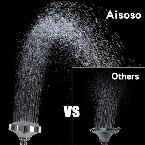 AISOSO Shower Head 2 PCS, 5 Modes High Pressure Shower Heads for Relaxed Shower Experience, 4.1 Inch Bathroom Fixed Showerhead Even at Low Water Pressure for Powerful Spray, Chrome