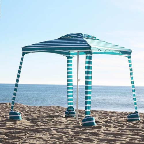 AMMSUN Beach Cabana, 6.2'×6.2' Beach Canopy, Easy Set up and Take Down, Cabana Tent with Sand Pockets, Instant Sun Shade with Side Wall, Turquoise