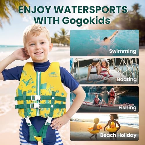 Gogokids Toddler Swim Vest, Kids Floaties – Boys & Girls Buoyancy Jacket, Swimming Aid for Pool & Beach, Fits 2-8 Years / 22-60 lbs