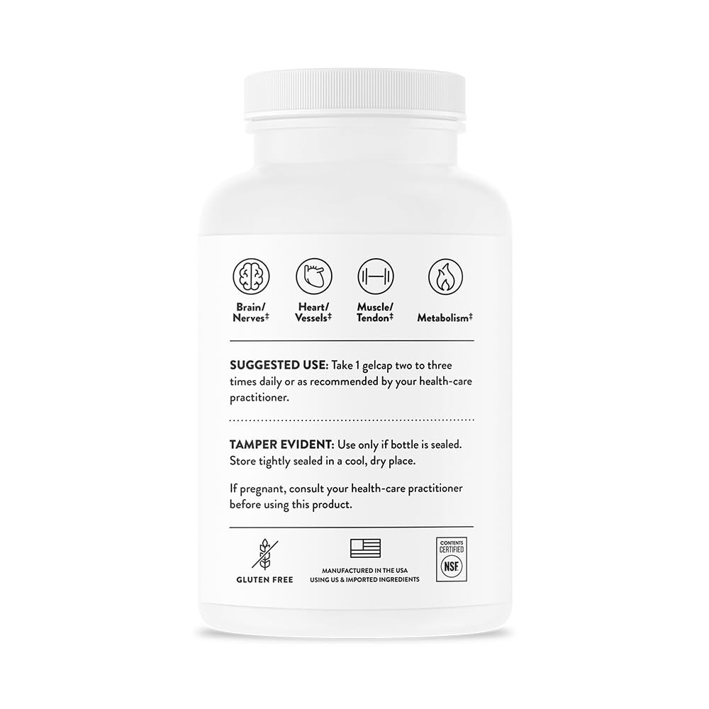 THORNE - Super EPA - Omega-3 Fatty Acids EPA 425mg & DHA 270mg Supplement - Support Brain, Cardiovascular, Joints & Skin* - Gluten, Dairy & Soy-Free - 90 Gelcaps
