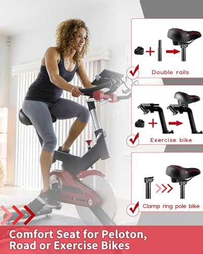 Oversized Bike Seat for Peloton Bike & Bike+, Comfort Seat Cushion Compatible with Peloton, Road or Exercise Bikes, Bicycle Wide Saddle Replacement for Men & Women, Accessories for Peloton