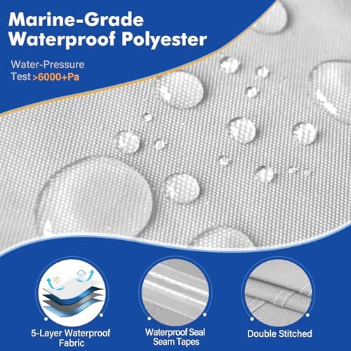 1200D Waterproof Boat Cover - Fits 20' to 22' ft Bass, V-Hull, Tri-Hull, Fish & Ski, Runabout Bowrider Boats - Heavy Duty Canvas Gray