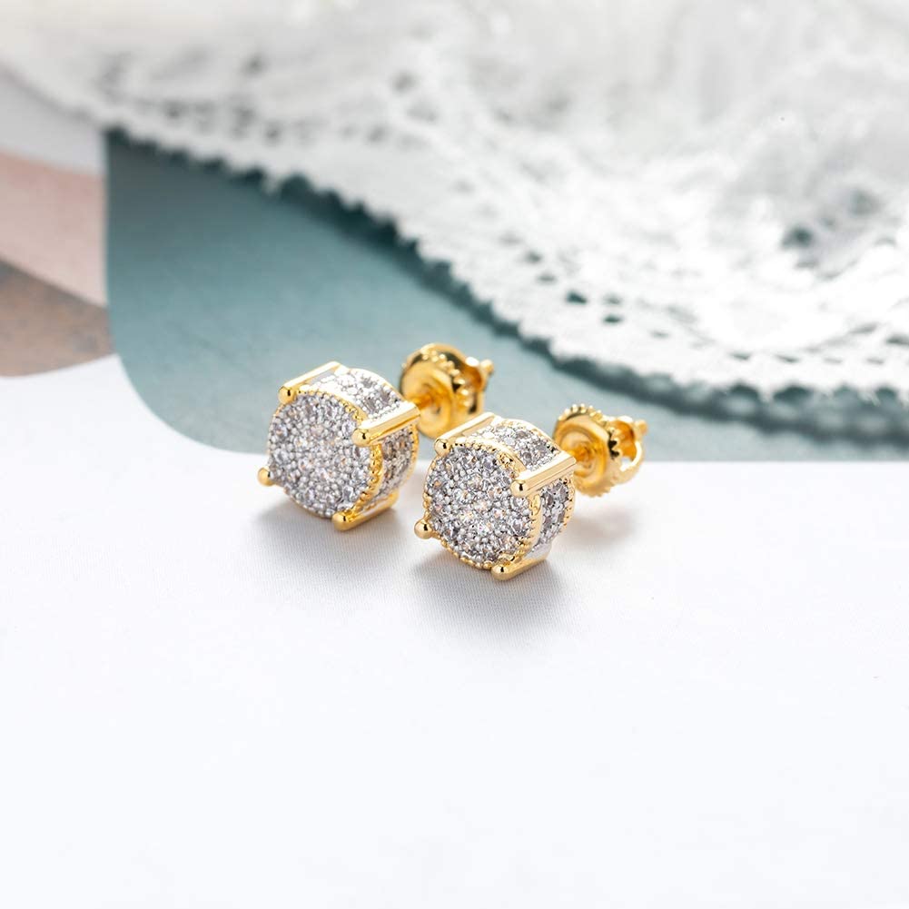 SENTERIA 18K Gold Plated Stud Earrings for Men Women Screw Back Earrings