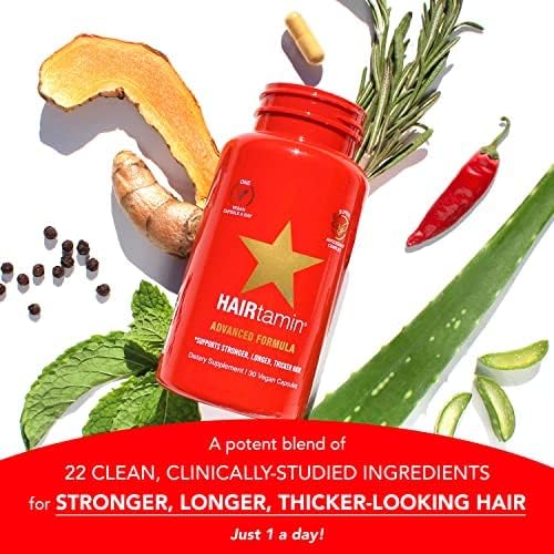 HAIRtamin Advanced Hair & Scalp Serum Pack | All-Natural Vegan Biotin Capsules & Serum Sample for Hair, Skin & Nail Growth