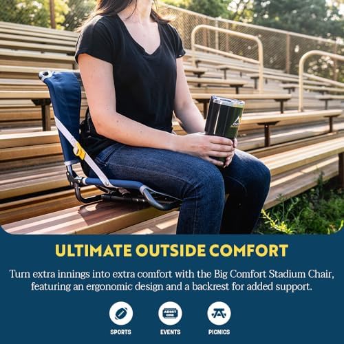 GCI Outdoor Big Comfort Wide Stadium Chair with Adjustable Backrest, Black