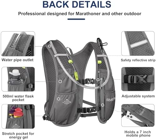 Running Hydration Vest - 5L, with 1.5L Water Bladder, Lightweight for Hiking and Cycling