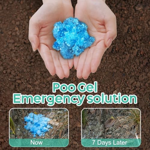 30 Portable Toilet Bags Poo Gel Set, 8 Gallon Camping Toilet Bags with Portable Absorbent Toilet Gel, Urine Powder with Potty Trash Waste Bags for Outdoor Camping, Traveling, Emergency