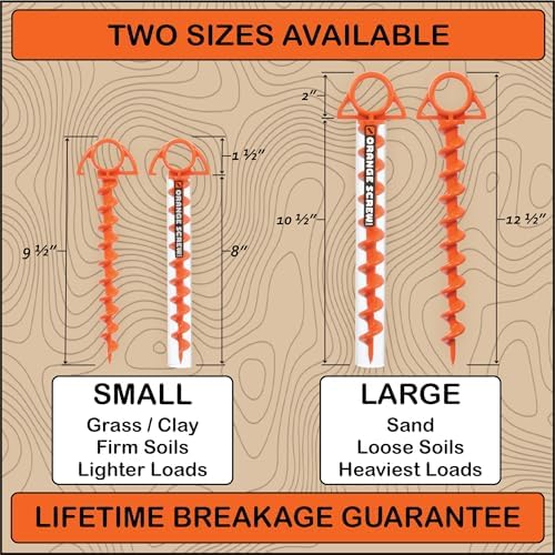 Ultimate Ground Anchors: Heavy Duty Screw-in Tent Stakes for High Wind, Sand, Canopies, and Camping - Made in USA, 100% Recycled, Included T-Grip Tool - (Large, 2 Pack)