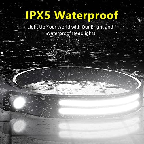 LED Headlamp Rechargeable 4PCS - 230° COB Super Bright Head Lights for Forehead, Hard hat Light for Adults, USB C Headband Flashlight for Work, Hiking, Running, Camping Essentials Gear