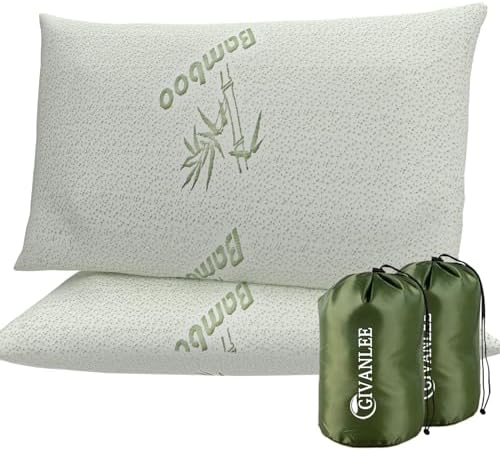 Camping Pillow for Sleeping 2 Pack,Small Travel Pillow,Shredded Memory Foam Pillow Packable with Storage Bag,Soft Cover,Portable Small Pillow for Camp Backpacking Hiking Gear&Accessories