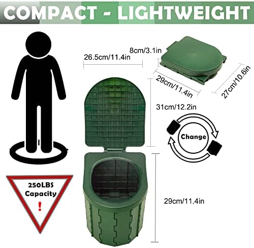 KINSPORY Camping Toilet, Portable Toilet for Adults & Kids, Foldable Potty & Outdoor Emergency Sanitation Products, Trash Can, Stool for Car Truck Camping Travel Hiking Fishing Long Trips