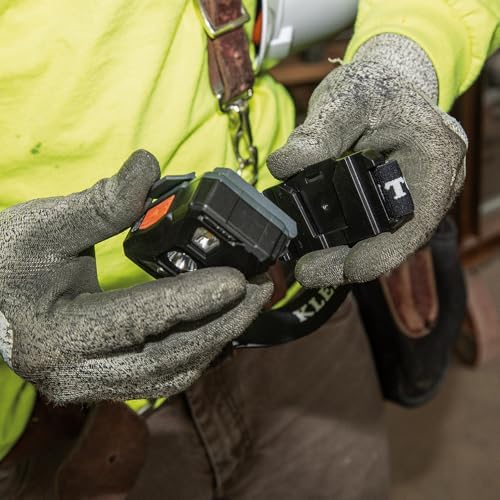 Klein Tools 56048 Rechargeable LED Headlamp, Adjustable Fabric Strap, 400 lms, All-Day Runtime, for Work, Running, Outdoor Hiking