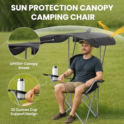 Simple Deluxe Portable Camping Chair, Lightweight Folding Chair for Camp, Outdoor Chair for Adults, Sports, Beach, Hiking, Backpacking, Garden