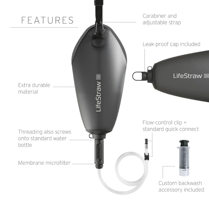 LifeStraw Peak Series Compact Gravity Water Filter System; 3L; Dark Mountain Gray