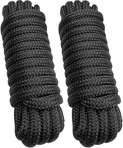 Dock Lines: 5/8" x 50' Double Braided Nylon Boat Dock Lines - Premium Boat Ropes for Secure Docking with 16" Loop - Marine Grade Boat Rope/Dock Line - Sturdy Dock Lines for Boats - 2 Pack