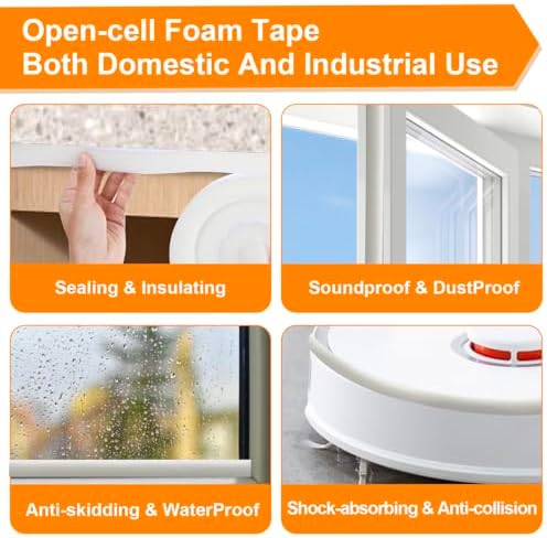 Air Conditioner Foam-2 Rolls, 1 Inch Wide X 1 Inch Thick Total 13 Feet Long, Open Cell Foam Insulation Weather Seal (6.5ft x 2 Rolls)