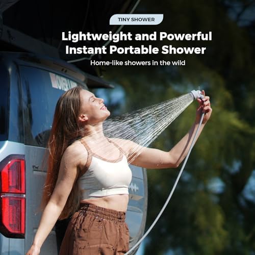 FLEXTAILGEAR Portable Shower Pump, Rechargeable Camping Shower, Outdoor Tiny Shower for Hiking, Waterproof Outdoor Camp Pump, Car wash, Pet Cleaning, Beach Vacations