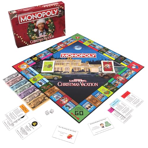 Monopoly National Lampoons Christmas Vacation, Featuring Themed Tokens Squirrel, Egg Nog Glass, Chainsaw & More, 2-6 Players, Ages 15+, Play Time 60+, Officially Licensed National Lampoons Board Game