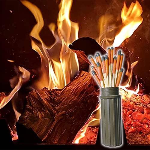 Emergency Fire Starter Windproof Weatherproof Stormproof Matches Waterproof Case Wax Rope for Hiking Camping Bushcraft Hunting Fishing Outdoor Survival Power Outage