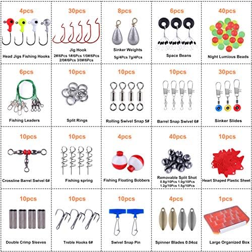 PLUSINNO Fishing Lures Baits Tackle Including Crankbaits, Spinnerbaits, Plastic Worms, Jigs, Topwater Lures, Tackle Box and More Fishing Gear Lures Kit Set, 102/302Pcs Fishing Lure Tackle