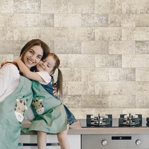 Art3d 102-Piece Peel and Stick Wall Tile for Kitchen Backsplash, Bathroom, Fireplace, 3in. × 6in. Stick on Subway Tile Stone Beige