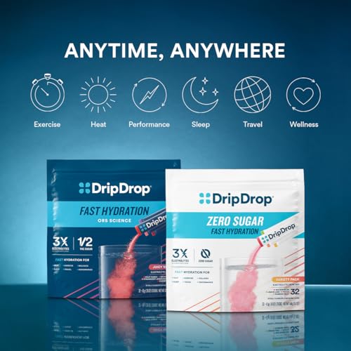 DripDrop Hydration Packets - Bold Variety Pack - Single Serve Electrolytes Powder Drink Mix - Watermelon, Berry, Lemon, Orange - Non-GMO, Gluten Free, Vegan - 32 Sticks