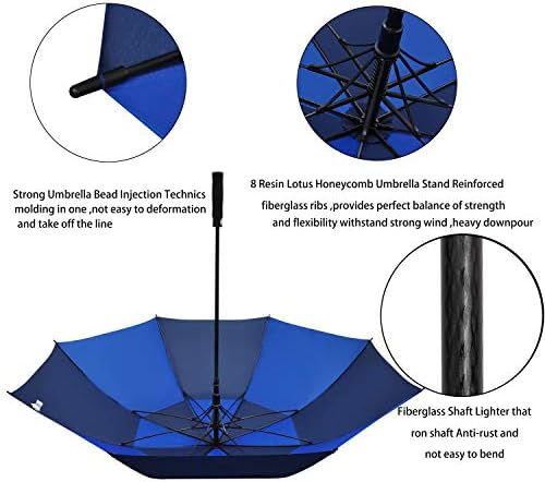 Golf Umbrella Large 58/62/68 Inch Automatic Open Golf Umbrella Extra Large Oversize Double Canopy Vented Umbrella Windproof Waterproof for Men and Women
