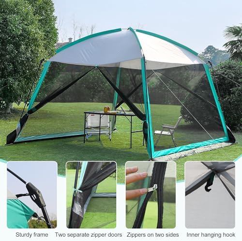 Screen House Room 11x11 Ft Mesh Net Tent Canopy Shelter Gazebo, Easy Setup & Waterproof & Sunshade, Suitable for Camping Trip, Backyard, Beach, Picnic