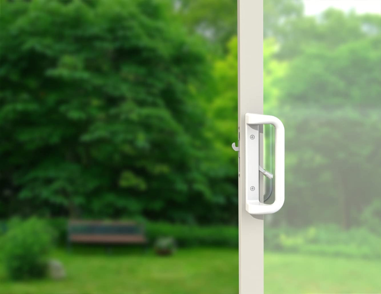 House Guard Sliding Patio Door Handle Set, Mortise Lock, 3-15/16", White