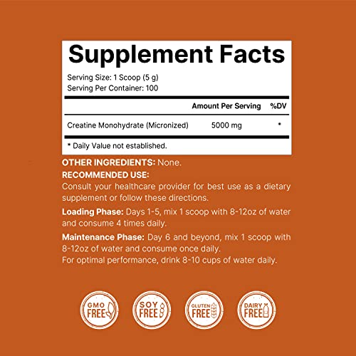 NatureBell 2 Pack Creatine Monohydrate Powder 500 Grams, 5000mg Per Serving, Pure Unflavored Creatine Powder - Micronized - Pre Workout | Keto | Vegan | Dissolves Easy | Filler Free