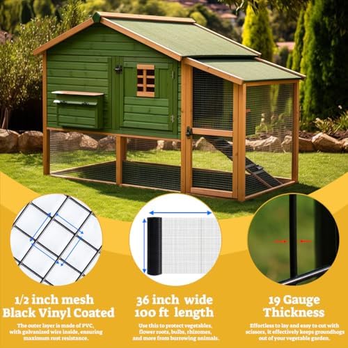 HORCH Hardware Cloth 1/2 inch 36 x 100 ft 19 Gauge, Chicken Wire Mesh Roll, Chicken Wire Fencing, Wire Fence Roll, Wire Mesh Fence, Tree Guard, Mesh & Wire Cloth, Rat Wire, Hardware Mesh