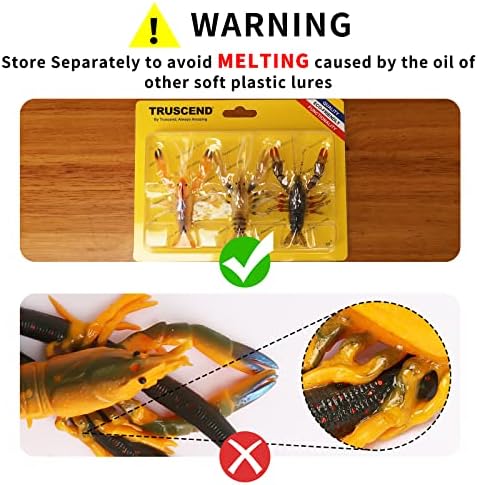 TRUSCEND Pre-rigged Fishing Jig Lures for Freshwater and Saltwater, Innovative Super Durable TPE Bass Lures, Lifelike Shrimp Crayfish Swimbait, Weedless Lure for Crappie Trout Walleye, Keep Separately
