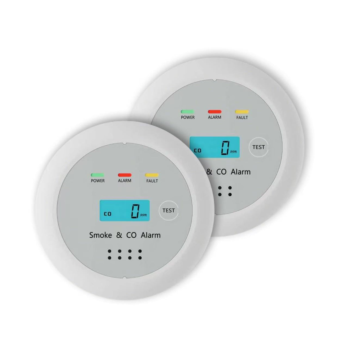 2 in1 Smoke Detector Carbon Monoxide Detector Combo,with LCD Digital Display and Sound Warning Test Button,Battery Powered,Easy Installation, for Home, Bedroom, Kitchen(2PACKS)