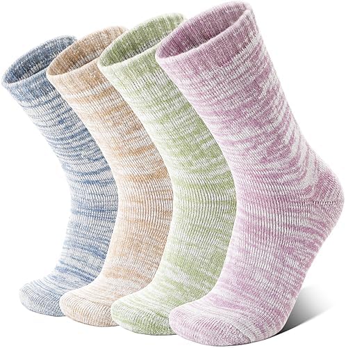 Anlisim Merino Wool Warm Boot Hiking Socks Thermal Extra Thick Winter Cozy Crew Comfy Cushioning Work Women Men Socks 4 Pairs