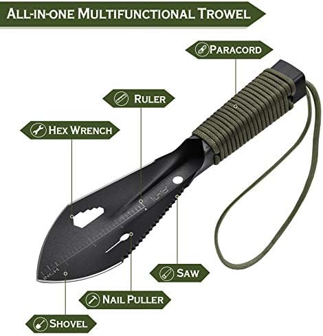 iunio Hiking Trowel, Camping, Backpacking, Portable Shovel, Multitool, Ultralight Camp Tool, with Carrying Pouch, for Gardening, Outdoor, Survival
