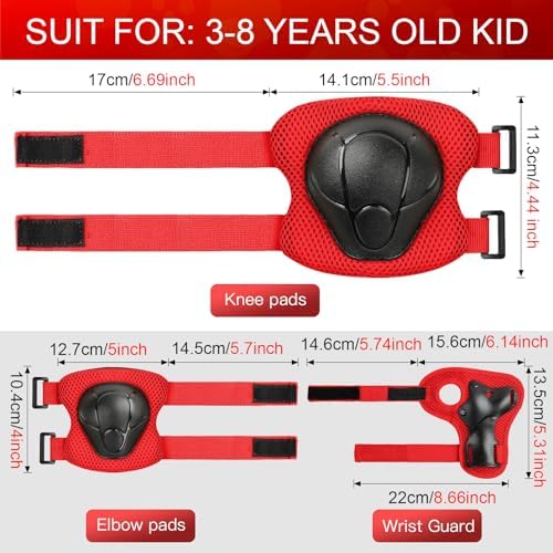 Kids Protective Gear Set Knee Pads for Kids 3-14 Years Toddler Knee and Elbow Pads with Wrist Guards 3 in 1 for Skating Cycling Bike Rollerblading Scooter
