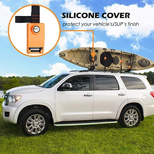 Lovinouse 2025 Upgraded 2 Pack Lockable Tie Down Strap, with 3 Stainless Steel Cables, for Lashing Locking Kayak, Bike, Surfboard, 10 Feet Each