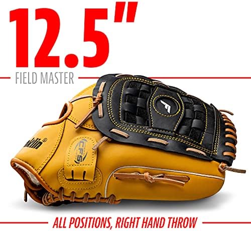 Franklin Sports Baseball + Softball Gloves - Field Master Adult + Youth Baseball + Softball Gloves - Right Hand + Left Hand Gloves - Infield + Outfield Mitts - Multiple Sizes + Colors
